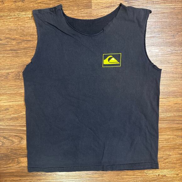 Quiksilver Outlaw Surf Black Logo Tank y2k faded shirt mens size large - Picture 1 of 6